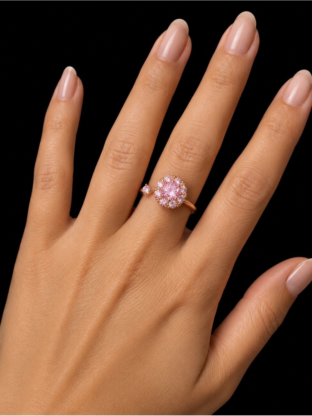 Pink Sparkling Spinning CZ Stone Open Ring